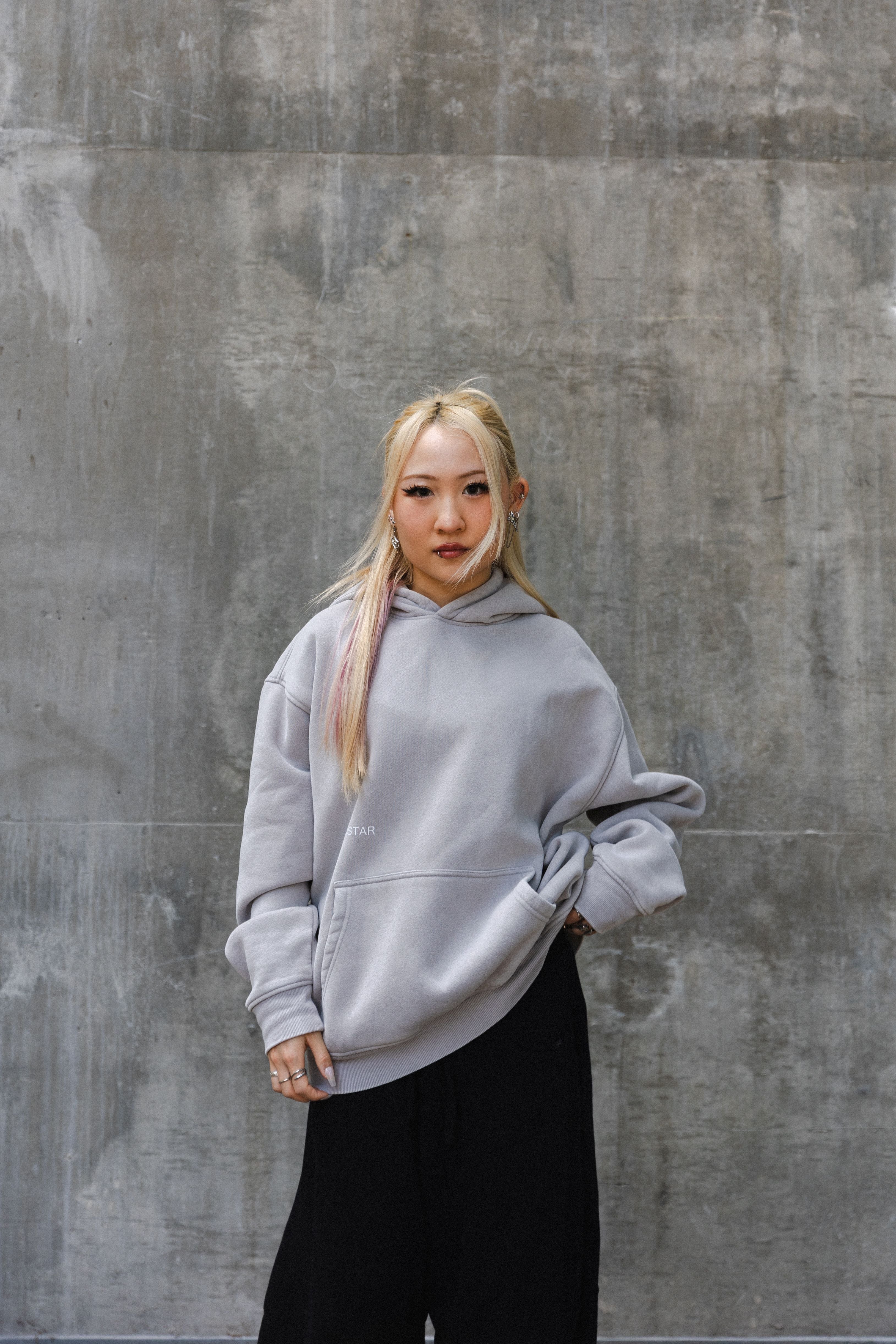 Oversize Snow Wash Fleece Hoodie